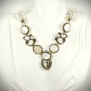 ECHO of the DREAMER Sterling Silver FW White MOP Pearls & Clear Quartz Necklace